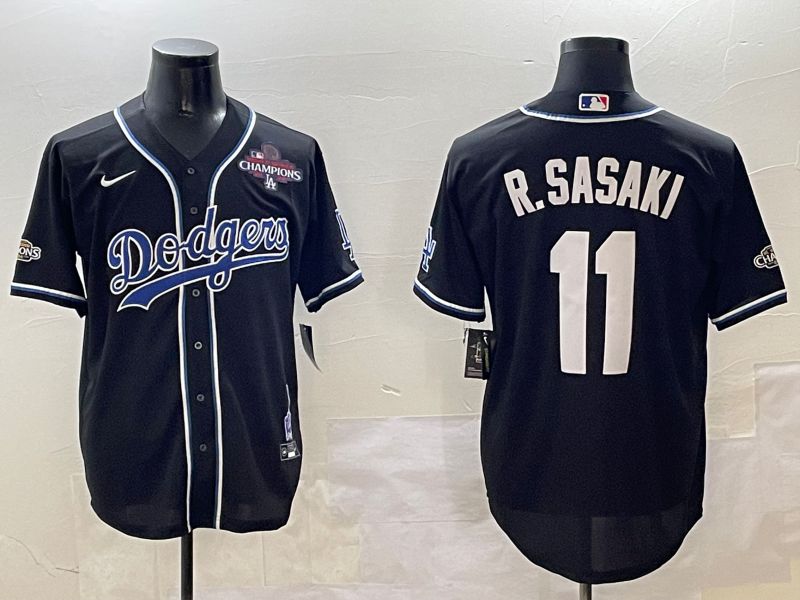 Men Los Angeles Dodgers #11 R.Sasaki Black Fashion Game 2025 Nike MLB Jersey style 30618->kansas city royals->MLB Jersey